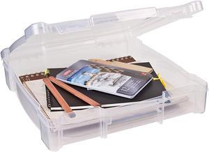 ArtBin Essentials One-Compartment 12" x 12" Box Art & Craft Organizer [1] Plastic Storage Case Clear, 14.125" x 13.625" x 3",6912AB