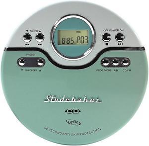Studebaker - SB3703 Portable CD Player with FM Radio - Mint Green/White (SB3703MW)