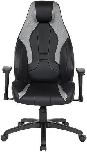 OSP Home Furnishings Commander Gaming Chair in Black Faux Leather and G