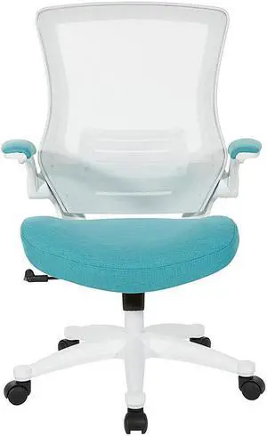 Office Star Products White Screen Back Manager's Chair in White Turquoi