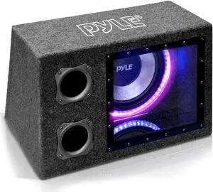 12" Single Series Vented Subwoofer Enclosure for Car Audio - High Powered Sub Woofer Speaker with a 12 Inch Silver Paper Cone and Built-in Illuminating LED Lights - 600 Watt Max Power Power