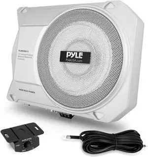 10-Inch Low-Profile Amplified Subwoofer System - 900 Watt Compact Enclosed Active Marine Underseat Car Subwoofer with Built in Amp, Powered Car Subwoofer w/Low & High Level Inputs - PLMRSBA10
