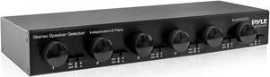 Pyle 6 Channel High Power Stereo Speaker Selector with Volume Control, Rugged and Durable Housing Construction, Cabinet Heat Sink, Plug and Play Easy Install