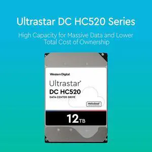 HGST - WD Ultrastar DC HC520 HDD | HUH721212ALE600 | 12TB 7.2K SATA 6Gb/s 256MB Cache 3.5-Inch | ISE 512e | 0F30144 | Helium Data Center Internal Hard Disk Drive