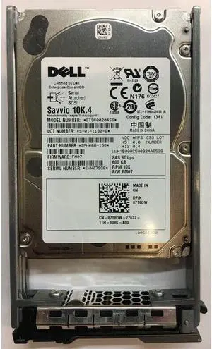 Dell 600GB, 10K RPM, SAS, 2.5" R series tray - 7T0DW