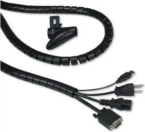 Innovera Cable Management Coiled Tube, 0.75" Dia X 77.5" Long, Black 39660