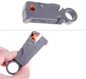 Network Tool Automatic Double Blades Coaxial Wire Stripper Cable Stripper/Cutter Tool Rotary Coax Stripper for RG59/6/58