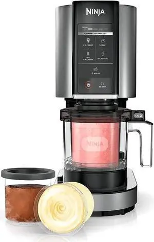 Ninja CREAMi Ice Cream Maker 5 One-Touch 2 Pint Containers Lids NC300 - Silver