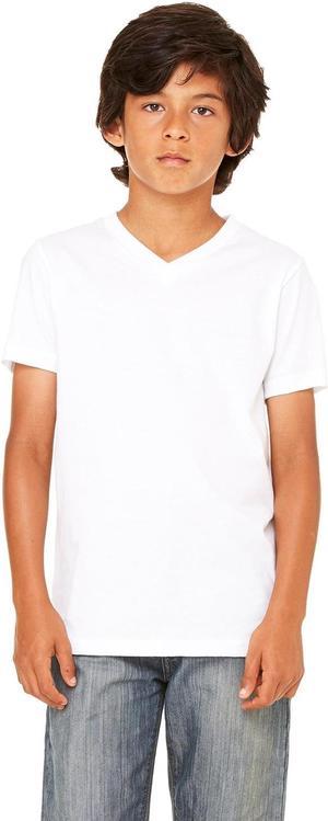 3005Y Canvas Youth Jersey ShortSleeve VNeck TShirt White S