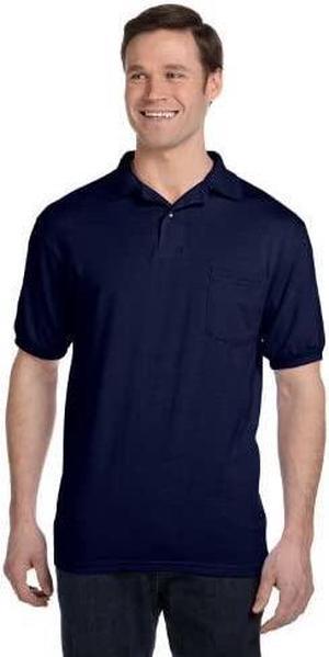 Hanes Adult ComfortBlend EcoSmart Jersey Polo with Pocket 054P Navy S