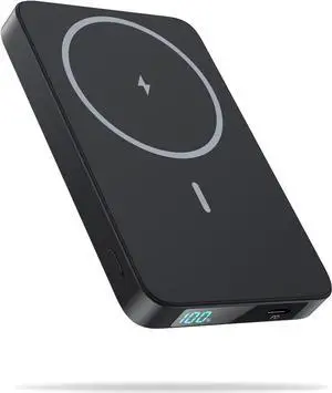 Magnetic Portable Charger Power Bank 5500mAh Slim Wireless Portable Charger with LCD Display PD Fast Charging USB-C Battery Pack Compatible with iPhone 17/17 Pro/17 Pro Max /16/15/14/13/12 Series