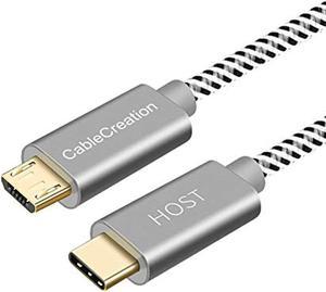 micro usb to usb c cable 1m cablecreation usb c to micro usb braided otg 480mbps type c to micro usb cable to usb c to usb micro for macbook pro air s21 s20 s10 pixel 5/4/3/2 etc. space gray 3.3 ft