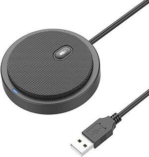 2021 upgraded usb conference microphone for computer, 360 omnidirectional condenser mic with mute key, great for video conference, gaming, chatting, skype, plug & play, windows macos, ideal for gift