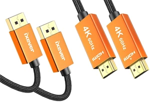 2Pack DisplayPort to HDMI Cable 6Ft 4K@60Hz, iXever DP Display Port to HDMI, Male to Male, Gold Plated, Aluminum Shell, UHD High Speed for Lenovo, HP, DELL, GPU, AMD, NVIDIA 2Pack DisplayPort to HDMI Cable 6Ft 4K@60Hz, iXever DP Display Port to HDMI, Male to Male, Gold Plated, Aluminum Shell, UHD High Speed for Lenovo, HP, DELL, GPU, AMD, NVIDIA
