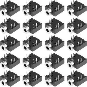 PCB Mount 2.5mm 5 Pin Socket Headphone Stereo Jack Audio Video Connector PJ204 Black 20Pcs