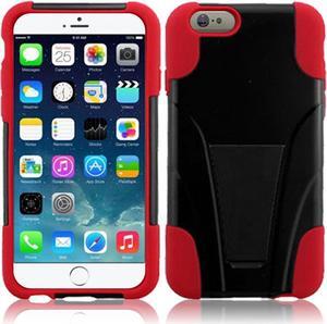 HR Wireless T-Stand Cover Case for Apple iPhone 6 Plus - Retail Packaging - Black/Red