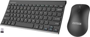 Arteck 2.4G Wireless Keyboard and Mouse Combo Ultra Compact Slim Stainless Full Size Keyboard and Ergonomic Mouse for Computer / Desktop / PC / Laptop and Windows 10/8/7 Build in Rechargeable Battery