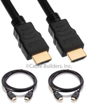 Cable Builders Short HDMI Cable [2-Pack], UHD Ultra High Speed HDMI 2.0 with Ethernet, 4K@30/50/60Hz, 1080P/2160P, 18GBps, 3D, Audio Return, Molded (2FT (2-Pack)