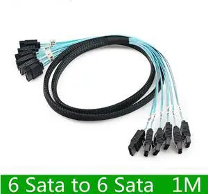 CableDeconn High Speed 6pcs/Set Sata 3 SATA Cable SAS Cable 6Gbps for Server 1M