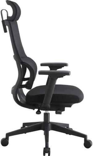 Lorell High Back Mesh Chair w/ Headrest - Black Seat - Black Back - 5-star Base - 28.5" Length x 28.5" Width x 51" Height