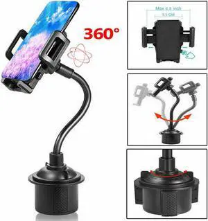 Universal Adjustable Car Cup Mount Gooseneck Holder Cradle For iPhone Cell Phone