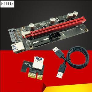 009s PCIe Riser PCI-E 1x to 16x Extender 60cm USB3.0 Cable SATA to 6Pin 4pin molex SATA Power riser card for ETH Dogecoin Mining