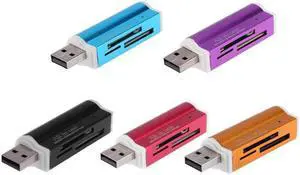 1Pcs USB2.0 4 in 1 Aluminium Alloy Multi Memory Card Reader for SD/SDHC/Mini SD/MMC/TF Card Multi-function Memory Card Reader