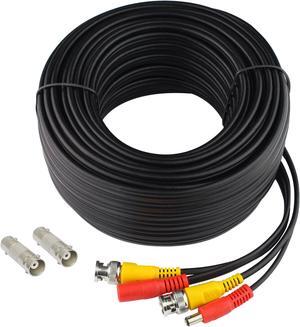 SatelliteSale CCTV Security Camera BNC Cable Siamese Pre-Made 2-in-1 Video and Power Universal Wire PVC Black Cord 100 feet