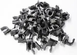 SatelliteSale Durable Plastic RG6 Nail in Cable Clip, Black (100 Pieces per Bag)
