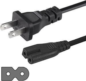 SatelliteSale 18AWG 2-Prong to Square/Round Connector AC Universal Replacement Power Cable Universal Wire PVC Black Cord 6 feet