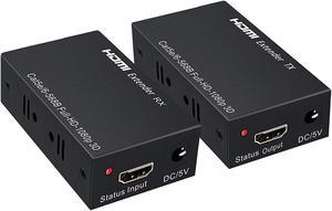 SatelliteSale HDMI Extender Adapter up to 196ft HDMI over RJ45 Cat5-e Cat6 Cable