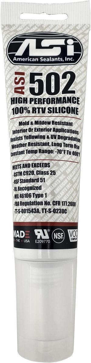 ASI 502 Black Food Grade 100% RTV Silicone Sealant - 2.8 Oz Squeeze Tube