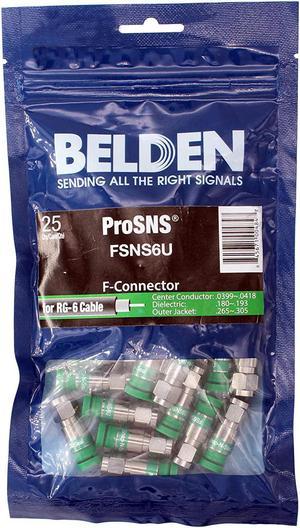 Belden FSNS6U ProSNS Universal F Connectors for RG6/RG6Q Cable (25 Pack)