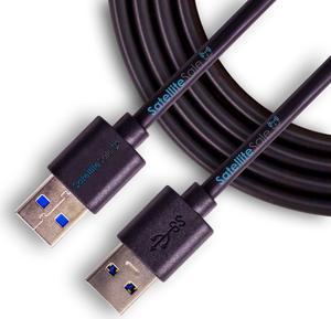 SatelliteSale Digital USB 3.0 Data Cable Male to Male Type A SuperSpeed 5Gbps Universal Wire PVC Black Cord 15 feet