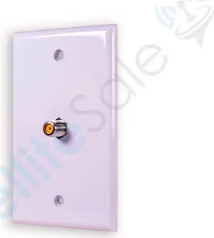 SatelliteSale Coaxial Single Wall Plate Female to Female F-Type RG-6 2.4GHz Universal Connector White with Screws and a Wall Bracket Included