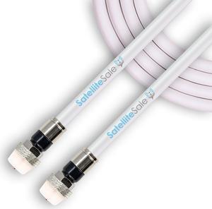 SatelliteSale Digital RG-6/U 75 Ohm Coaxial Cable with F-Type Waterproof Connectors Indoor/Outdoor Universal Wire White Cord 50 feet