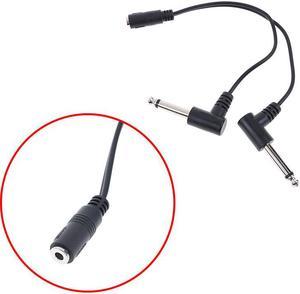 3.5mm Mini 1/8 inch TRS Stereo Female Jack to Dual 1/4 6.35mm Male Plug Mono TS Right Angle Audio Adapter Y Splitter Cable 20cm (1pcs)