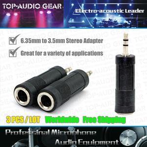 3PCS / LOT 1/8 " 3.5 mm Stereo Male Jack Plug to 1/4" 6.3 mm TRS Converter Audio Adapter Microphone Connector