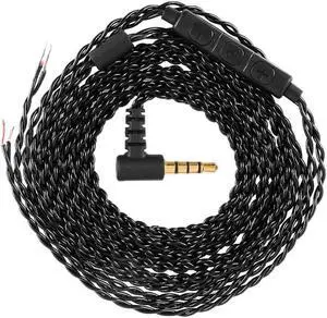 3.5mm DIY Replace Headphone Cable Copper Silver Plated Earphone Upgrade Wire With Mic MMCX/2PIN/IE80/IM/A2DC Volume Control Trs (1pcs)