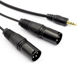 GREATLINK 3.5mm TRS Stereo Male to Dual XLR Male Splitter Patch Cable Unbalanced Mini Jack 1/8 to Double XLR Breakout Cable 5FT (1pcs)