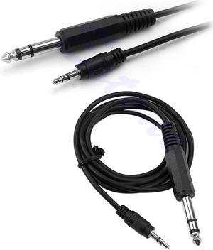 5Ft 1.5m 1/4" 6.35mm TRS Stereo Male To 1/8" 3.5mm Male Plug Mic Aux Cable Cord (1pcs)