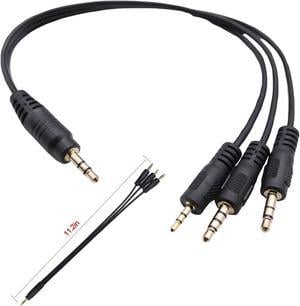 3.5mm 1/8" TRS Male to 3.5mm 3pole & TRRS 4pole Male & 2.5mm TRS 3 pole Male 3 Way Stereo Audio AUX Headphone Splitter Y Cable (1pcs)