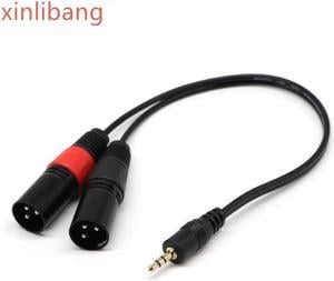 3.5 mm mini jack Stereo TRS to Dual XLR 3 pin Male Plug unbalanced Interconnect Cable,Y splitter patch cable cord (1pcs)