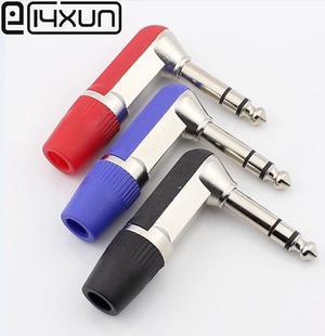 EClyxun 1Pcs 6.35mm 3Pole Stereo Audio Male Plug 6.35 Right Angle Amplifier Microphone Jack 6.5 mm TRS Plug Welding Connector (1pcs)