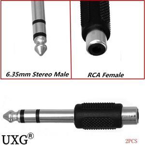 6.35mm 1/4 Inch Stereo TRS Male Plug to RCA Female Jack Silver Adapter Connectors 6.35mm Stereo Male to RCA Female (1pcs)