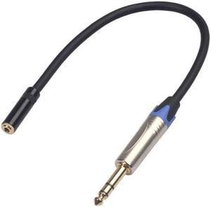 0.3m 1ft 6.35mm TRS Male to 3.5mm TRS Female Audio Signal Stereo Adapter Converter Extension Cable for Headphone Earplug (1pcs)