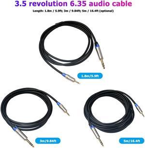 Male Audio Cable Cord Microphone Mixer TRS Stereo 6.35 to 3.5 1/4 Male TRS to 1/8 Audio Cable for Amplifier Mixer (1pcs)