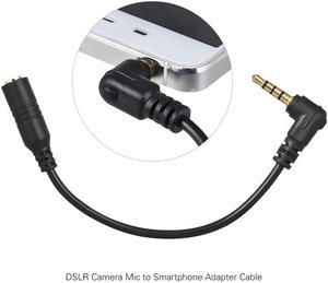 3.5mm 3 Pole TRS Female to 4 Pole TRRS Male 90 Degree Right Angled Microphone Adapter Cable Audio Stereo Mic Converter for Phone (1pcs)