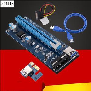 New 60CM PCI E PCI Express Riser Card 1x to 16x USB 3.0 Data Cable SATA to 4Pin IDE Molex Power Supply for BTC Miner Mining