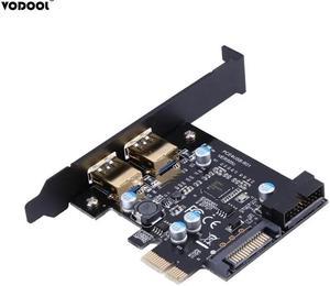 PCI-E to USB 3.0 2 Port PCI Express Expansion Riser Card 19-Pin Power Connector for Desktops Super Speed Up to 5Gbps